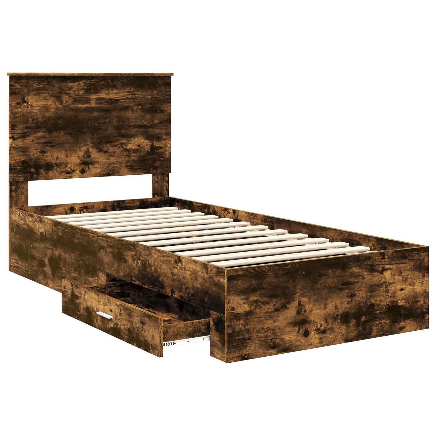 Bed Frame Smoked Oak and Silver 75 x 190 cm Engineered Wood