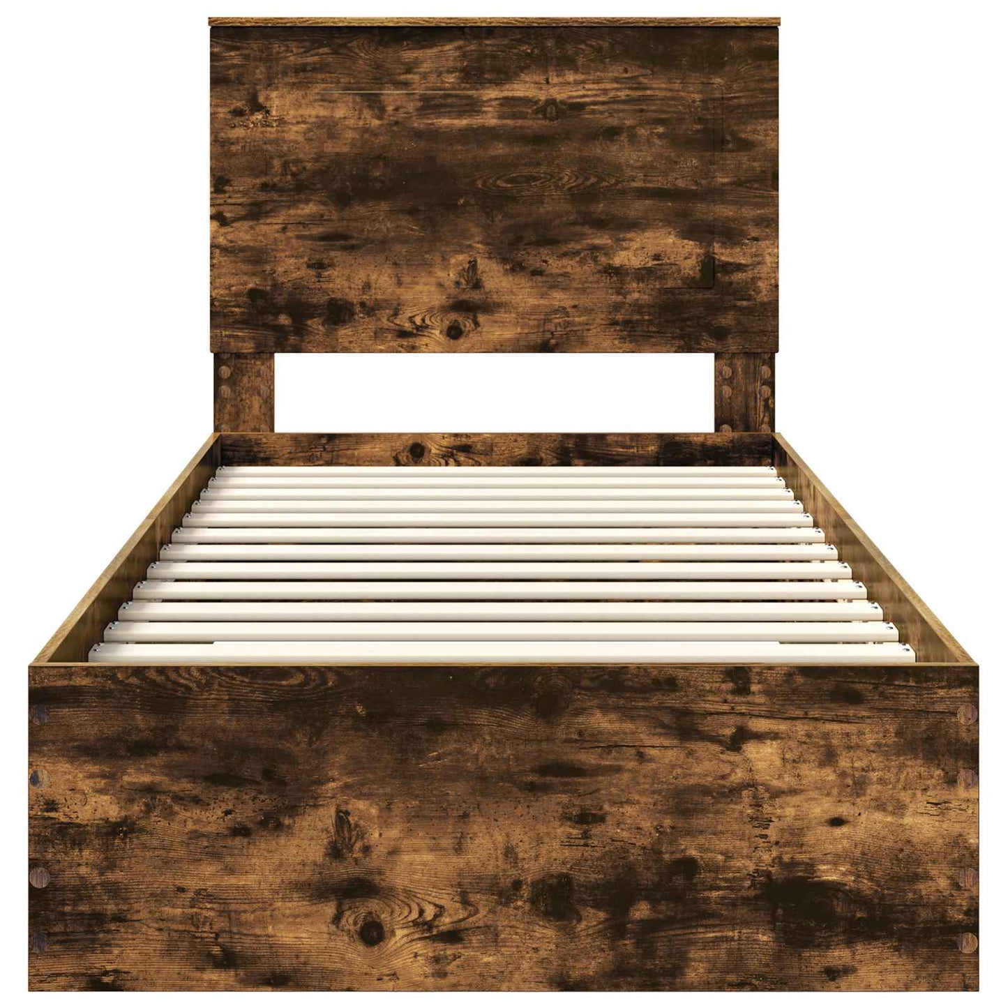 Bed Frame Smoked Oak and Silver 75 x 190 cm Engineered Wood