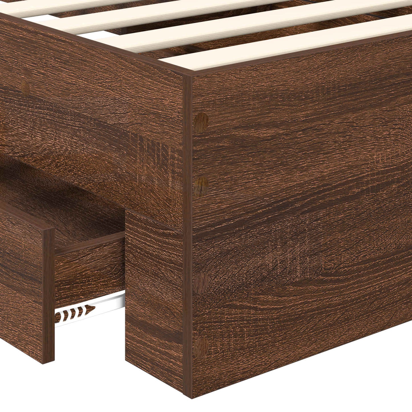 Bed Frame Brown Oak and Silver 75 x 190 cm Engineered Wood