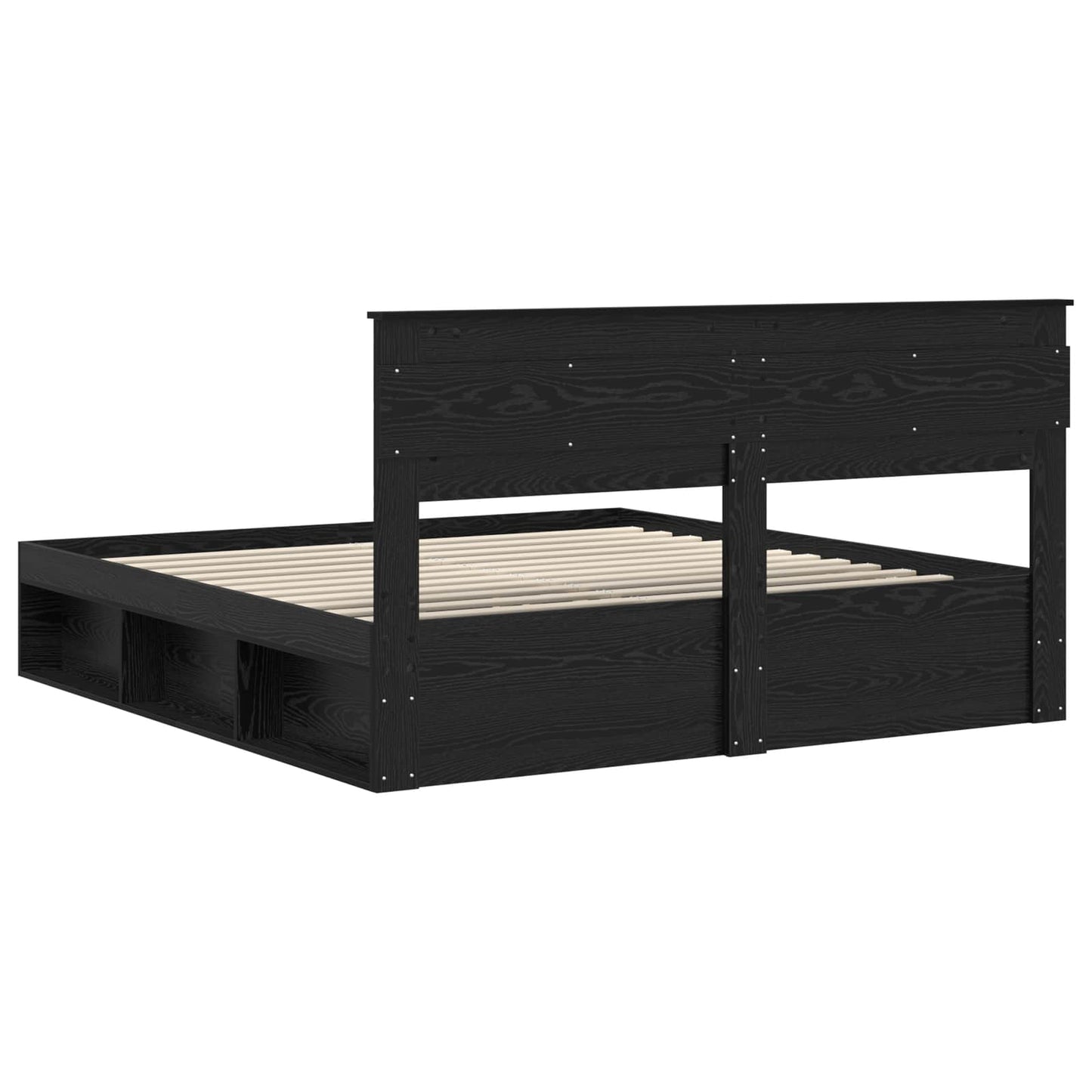 Bed Frame with Headboard Black 200 x 200 cm Solid Pine Wood