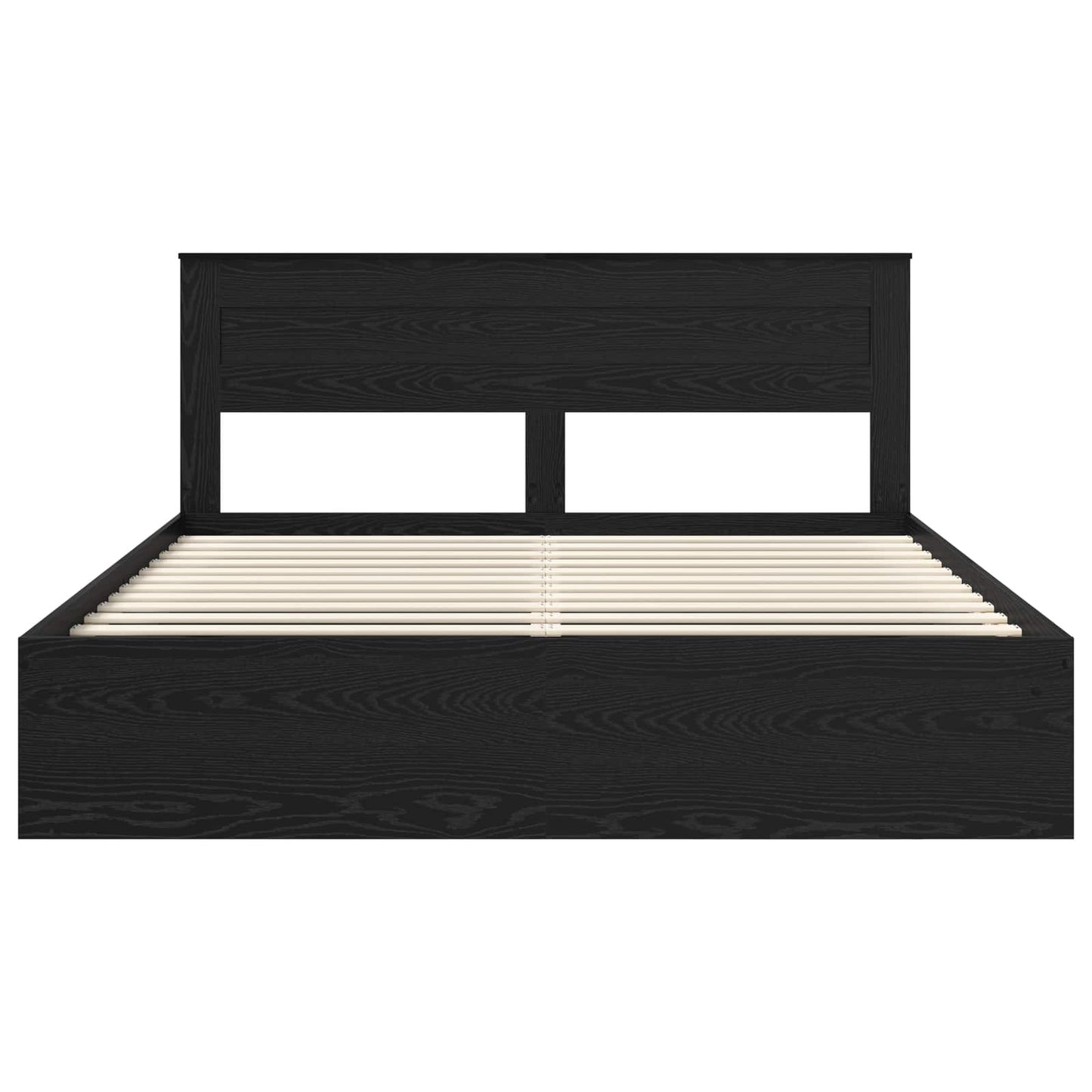 Bed Frame with Headboard Black 200 x 200 cm Solid Pine Wood