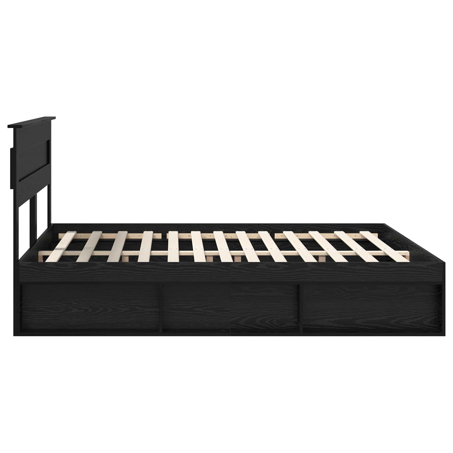 Bed Frame with Headboard Black 200 x 200 cm Solid Pine Wood