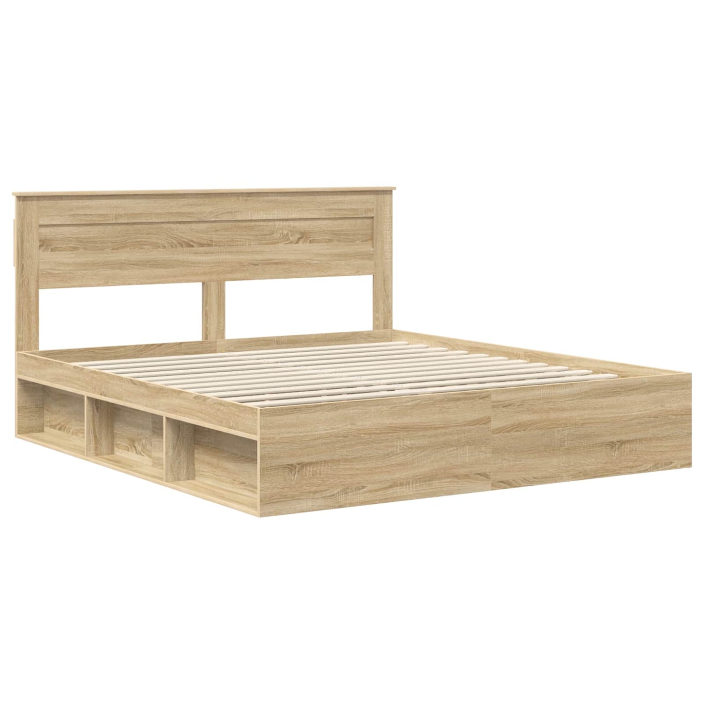 Bed Frame with Headboard Sonoma 200 x 200 cm Solid Pine Wood