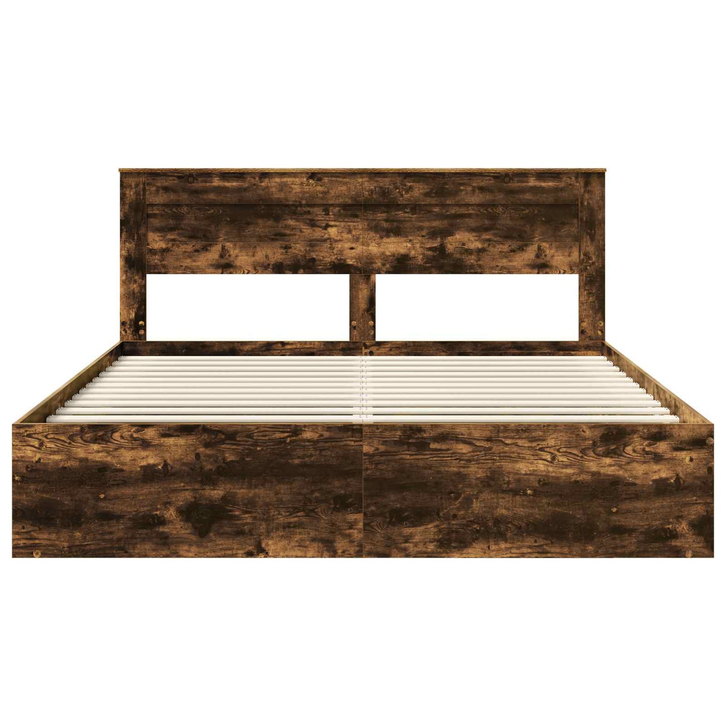 Bed Frame Smoked Oak 200 x 200 cm Solid Pine Wood