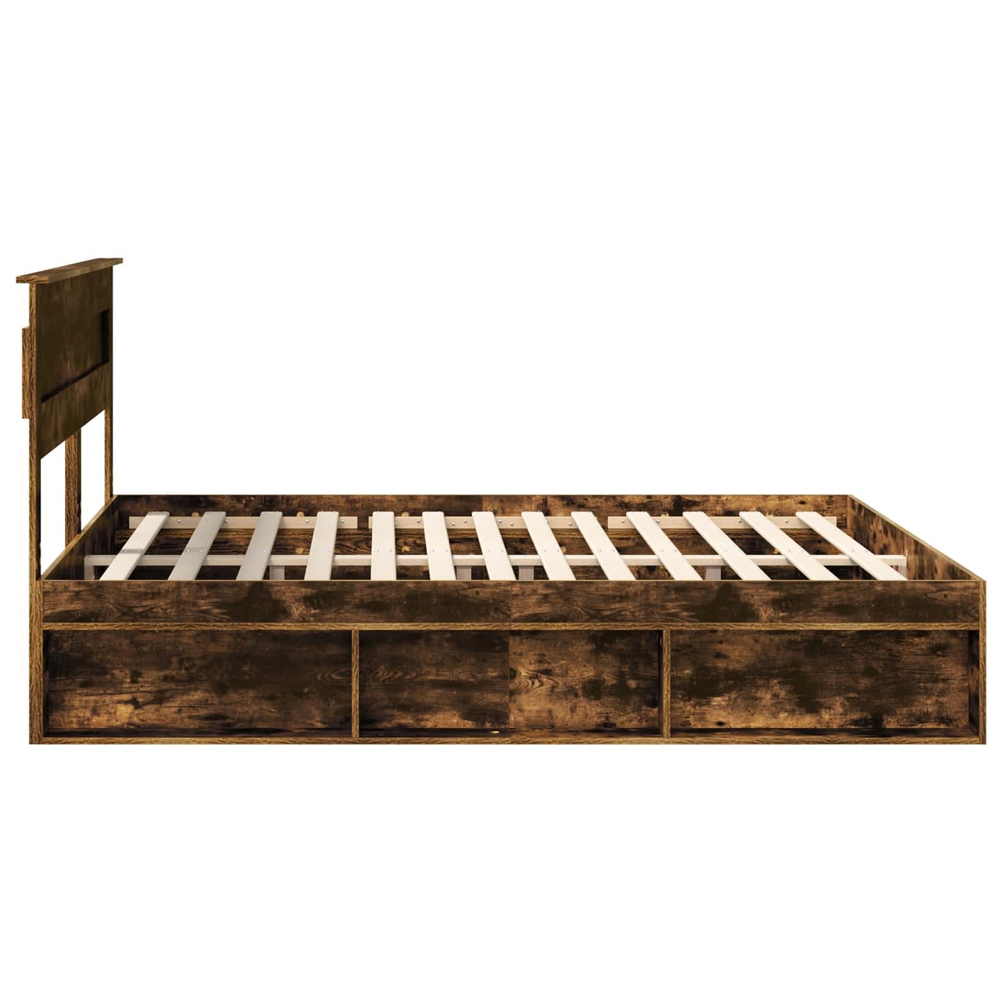 Bed Frame Smoked Oak 200 x 200 cm Solid Pine Wood