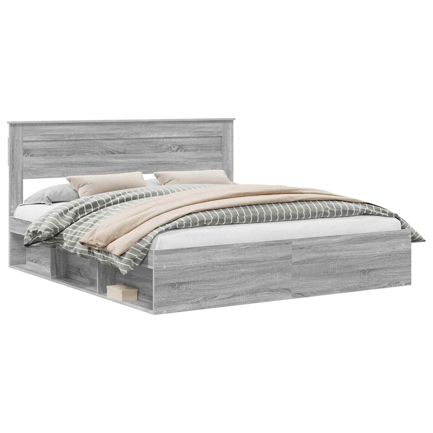 Bed Frame Grey Sonoma 180 x 200 cm Solid Pine Wood