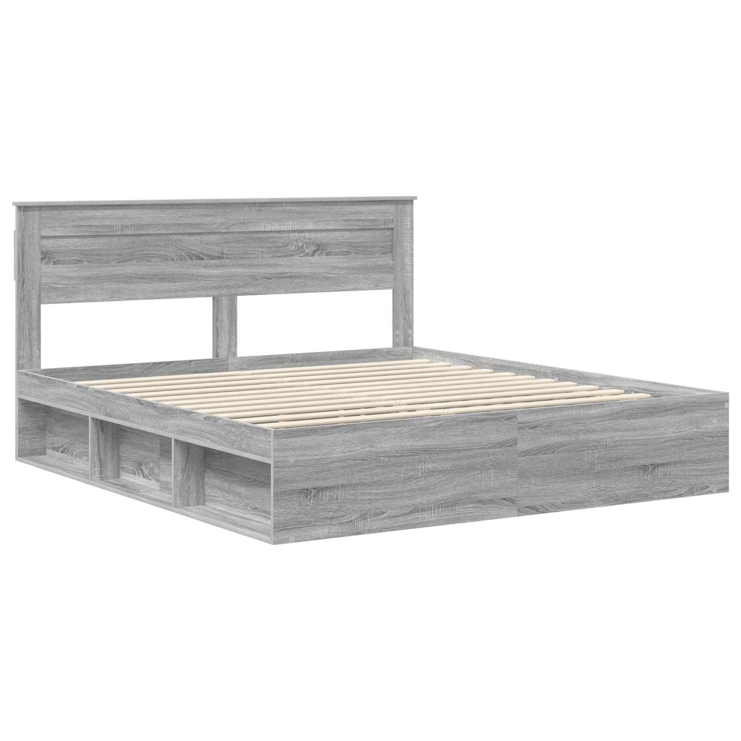 Bed Frame Grey Sonoma 180 x 200 cm Solid Pine Wood