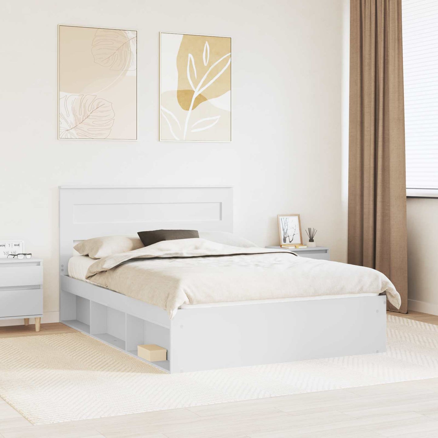 Bed Frame with Headboard White 160 x 200 cm Solid Pine Wood