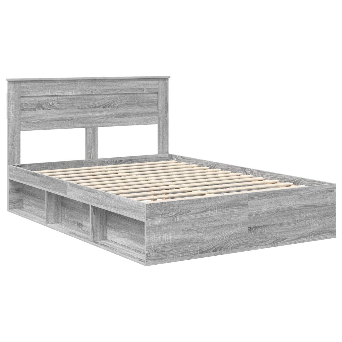 Bed Frame Grey Sonoma 160 x 200 cm Solid Pine Wood