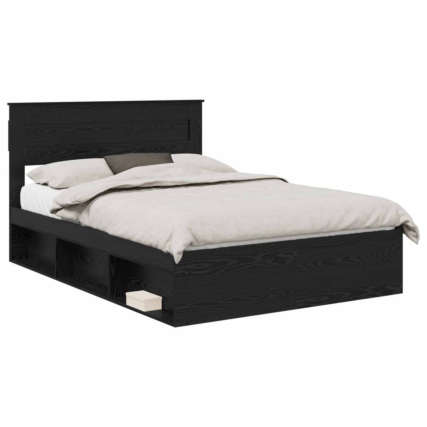 Bed Frame with Headboard Black 150 x 200 cm Solid Pine Wood