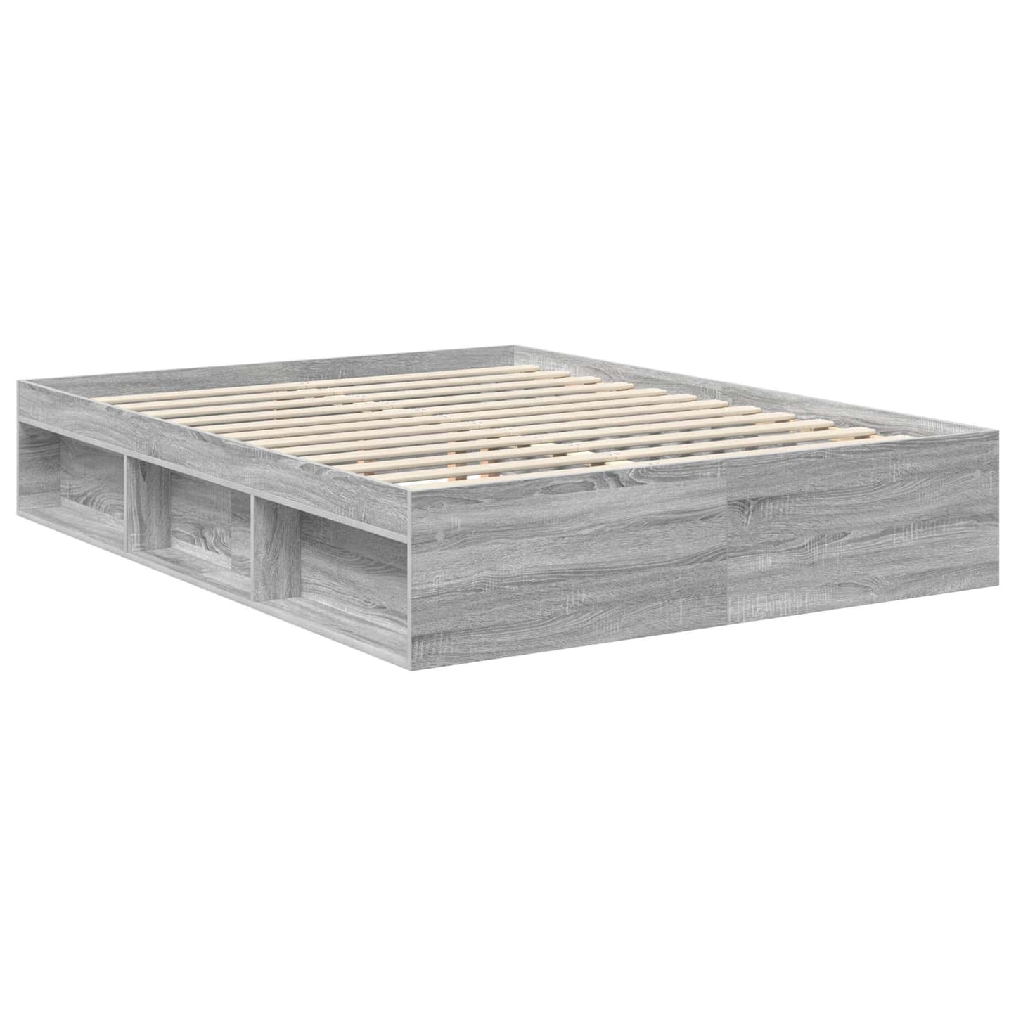 Bed Frame with Storage Grey Sonoma 150 x 200 cm Solid Pine Wood