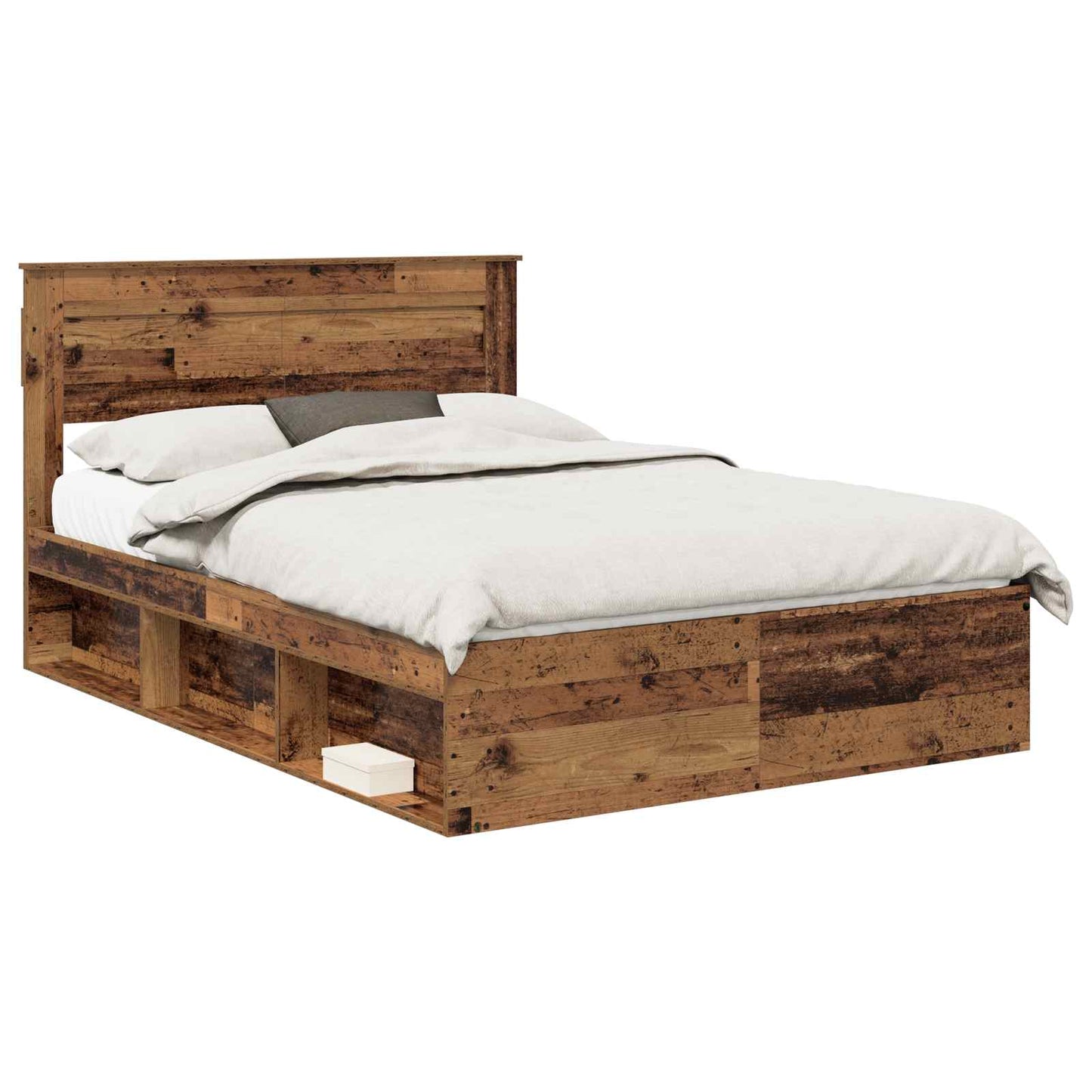 Bed Frame with Headboard Old Wood 140 x 190 cm Solid Pine Wood