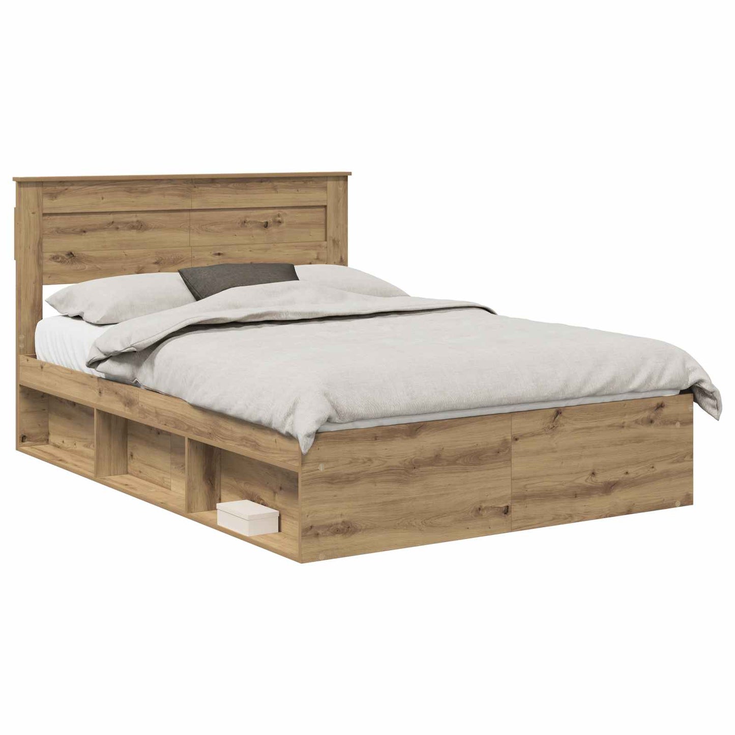 Bed Frame Artisian Oak 140 x 190 cm Solid Pine Wood