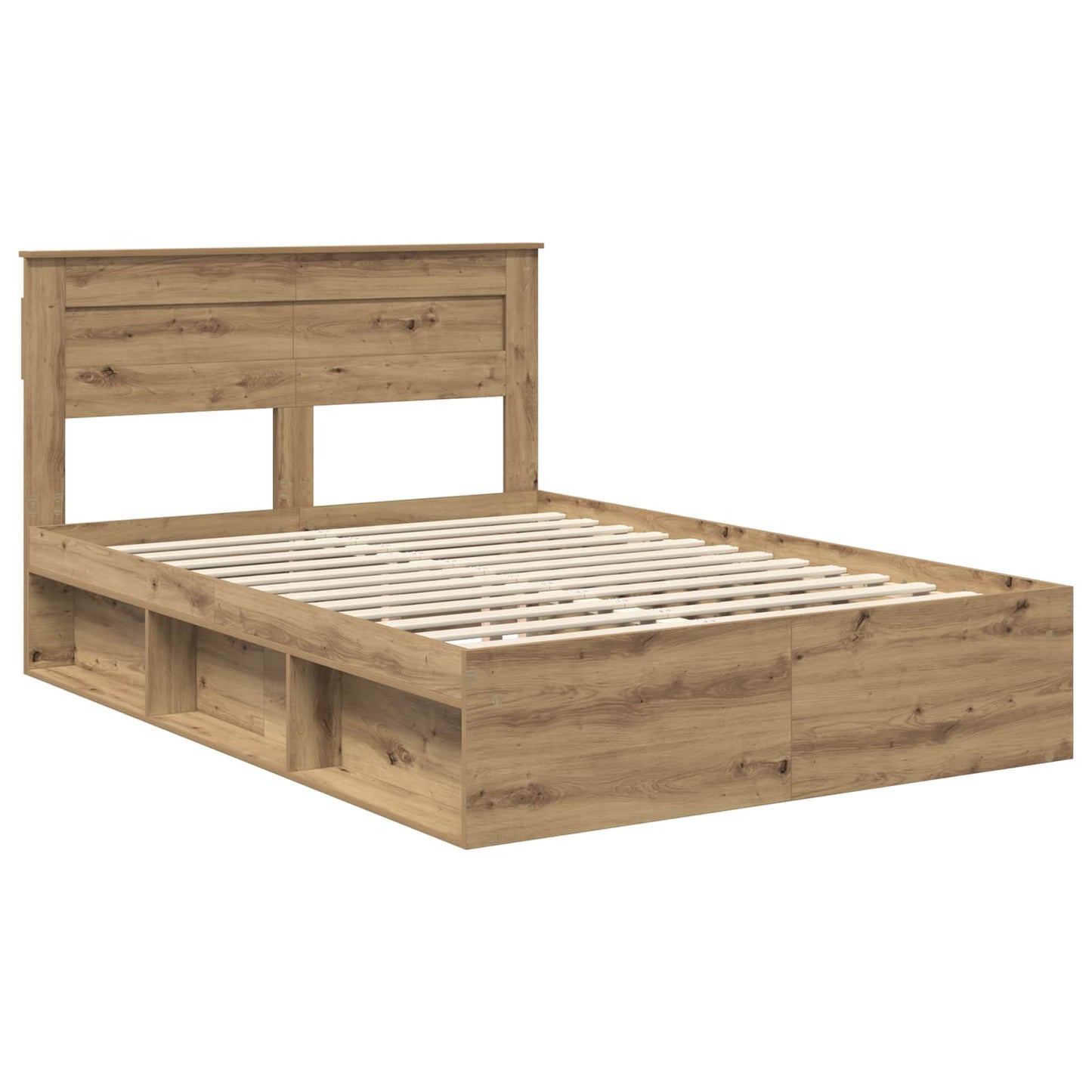 Bed Frame Artisian Oak 140 x 190 cm Solid Pine Wood
