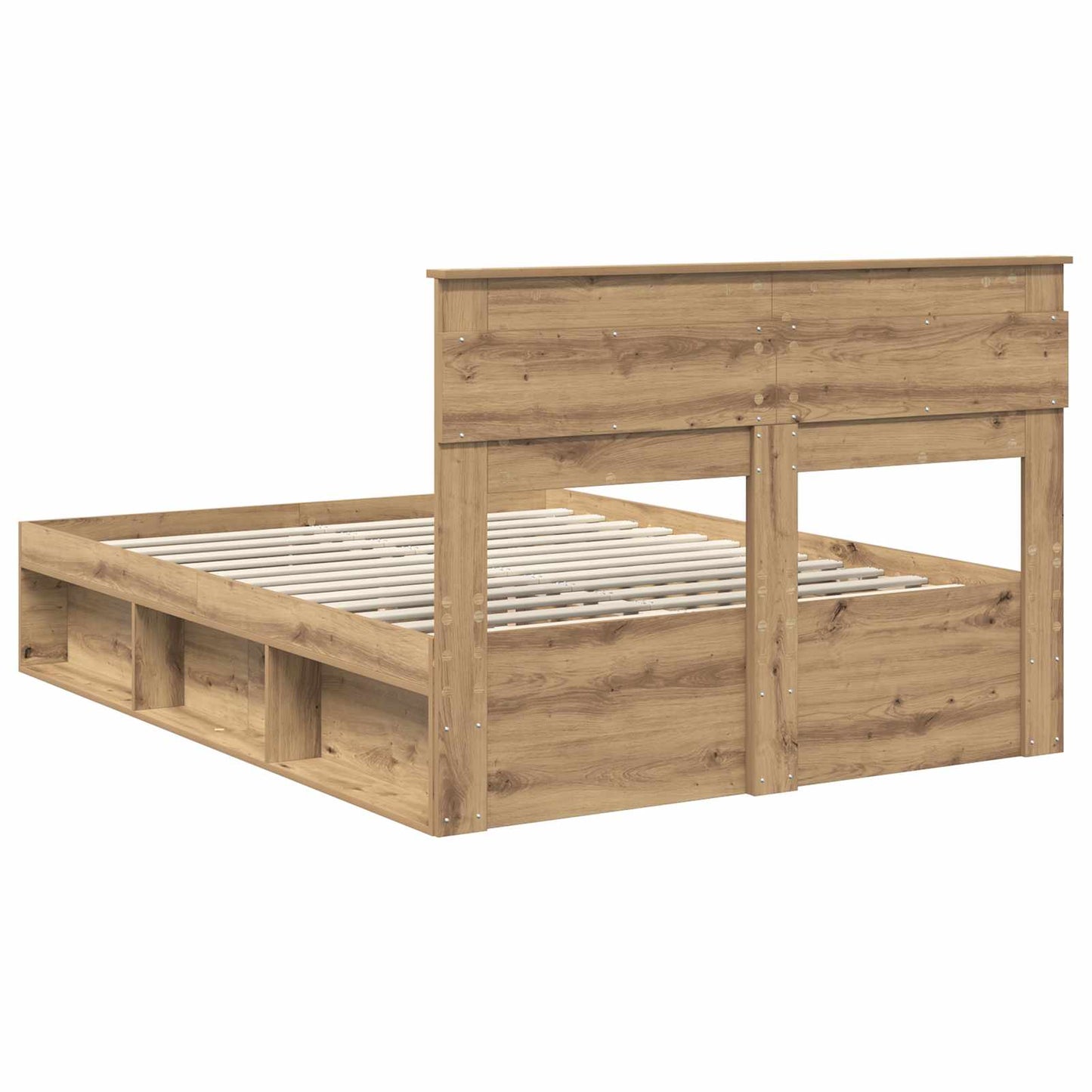 Bed Frame Artisian Oak 140 x 190 cm Solid Pine Wood
