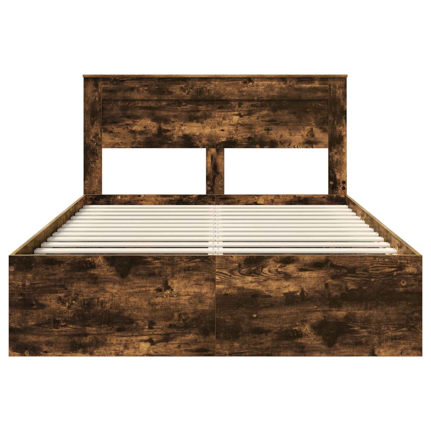 Bed Frame Smoked Oak 140 x 200 cm Solid Pine Wood