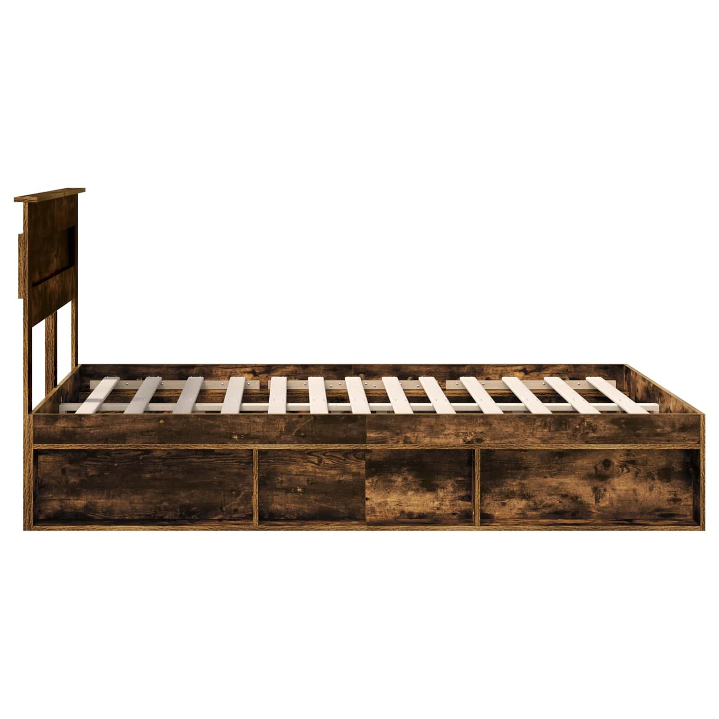 Bed Frame Smoked Oak 140 x 200 cm Solid Pine Wood