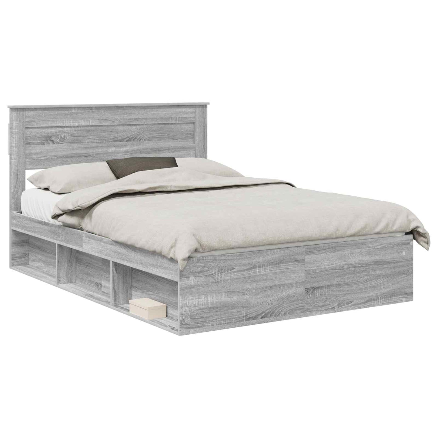 Bed Frame Grey Sonoma 140 x 200 cm Solid Pine Wood