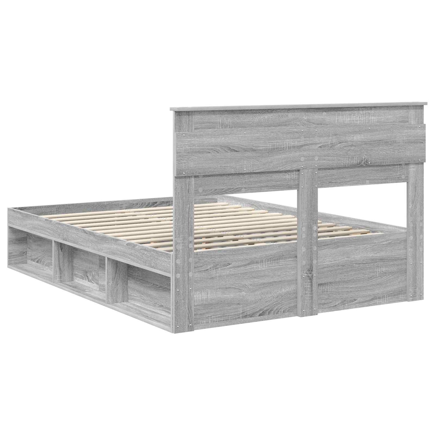 Bed Frame Grey Sonoma 140 x 200 cm Solid Pine Wood