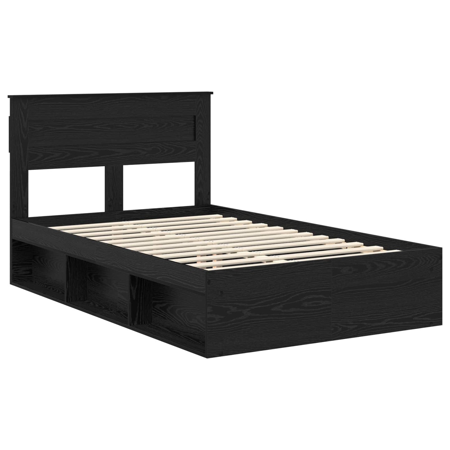 Bed Frame with Headboard Black 135 x 190 cm Solid Pine Wood