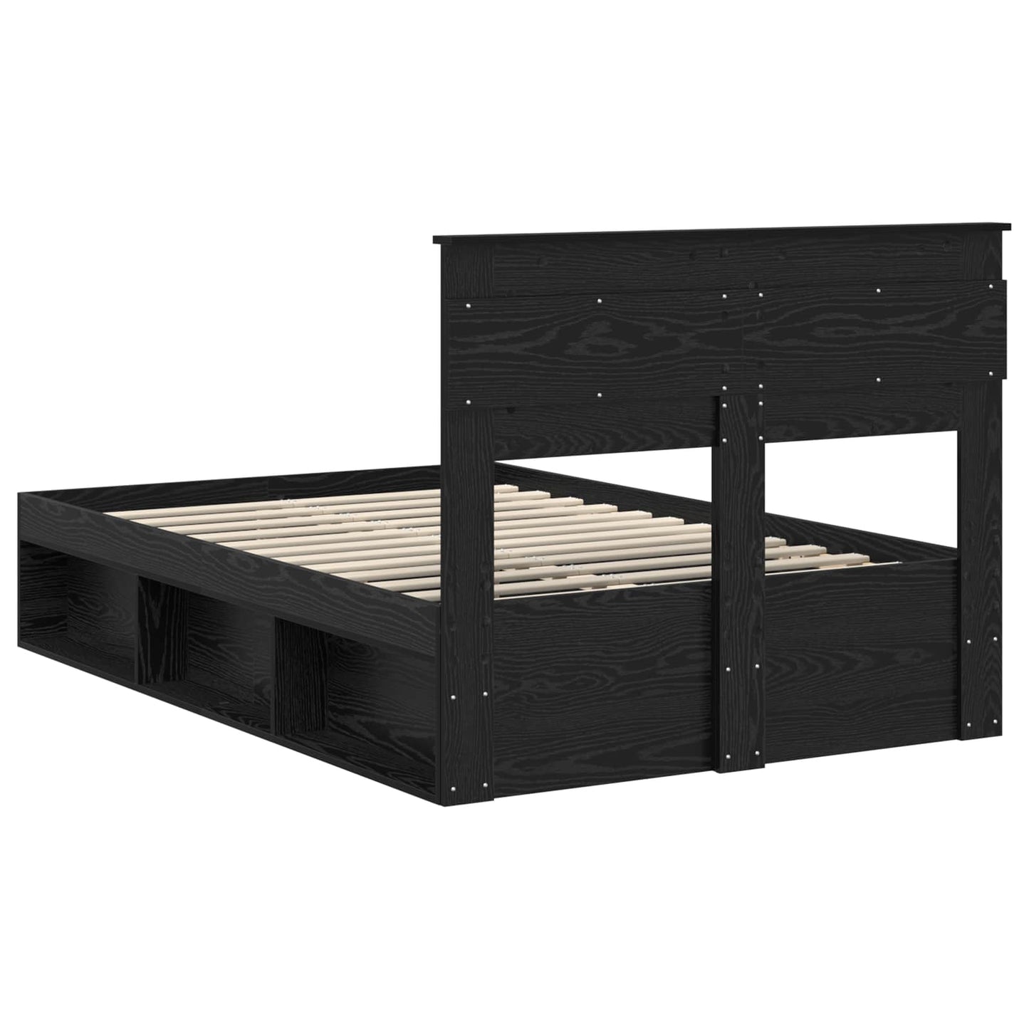 Bed Frame with Headboard Black 135 x 190 cm Solid Pine Wood