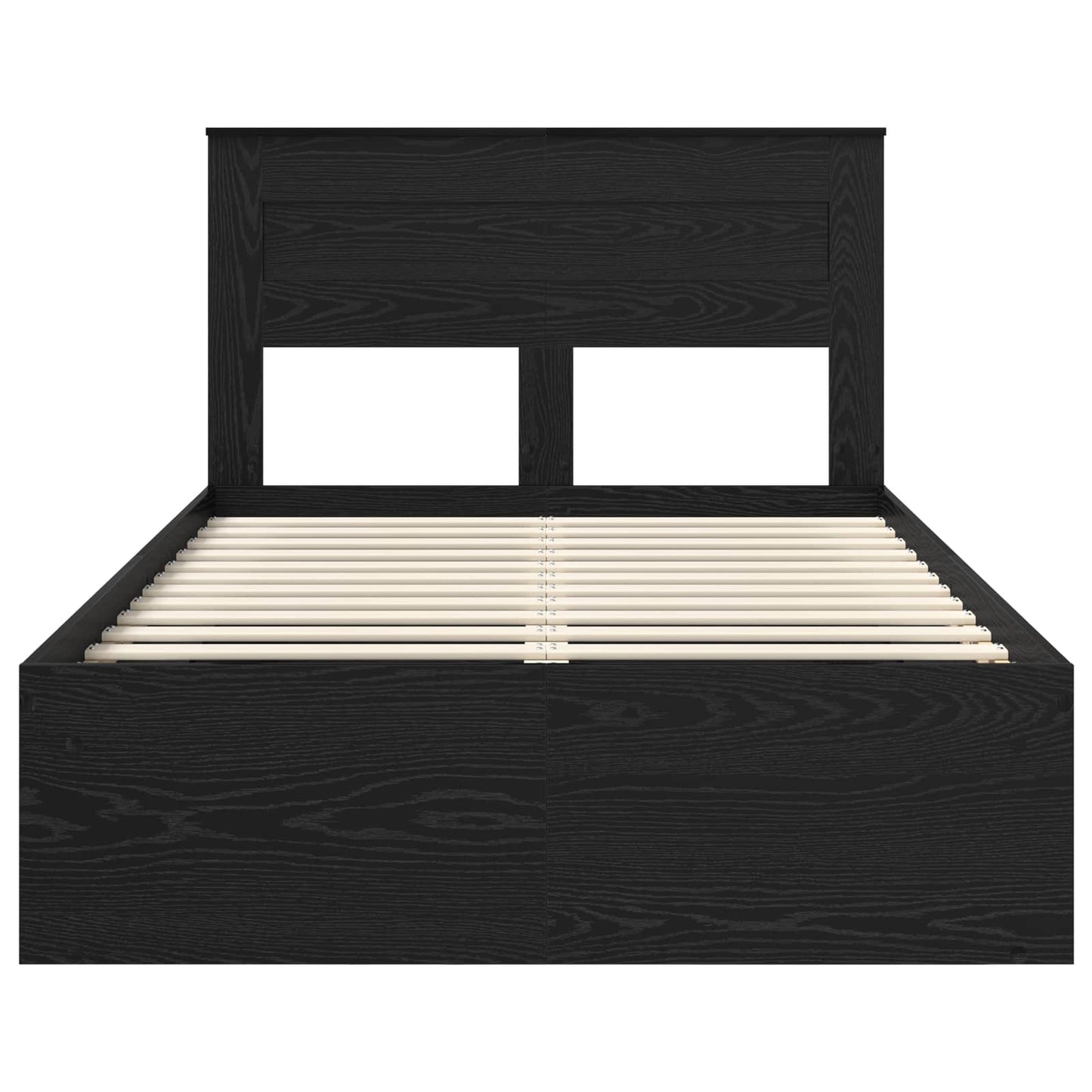 Bed Frame with Headboard Black 135 x 190 cm Solid Pine Wood