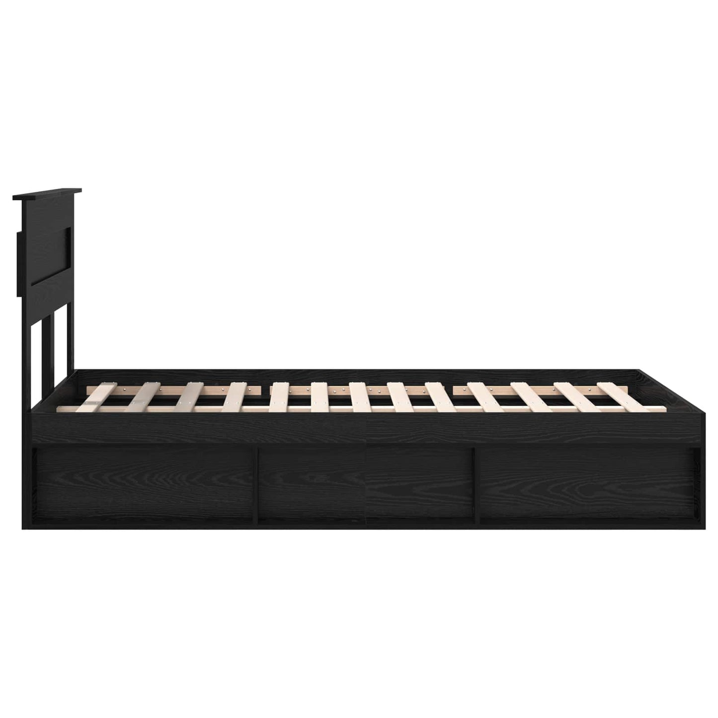 Bed Frame with Headboard Black 135 x 190 cm Solid Pine Wood
