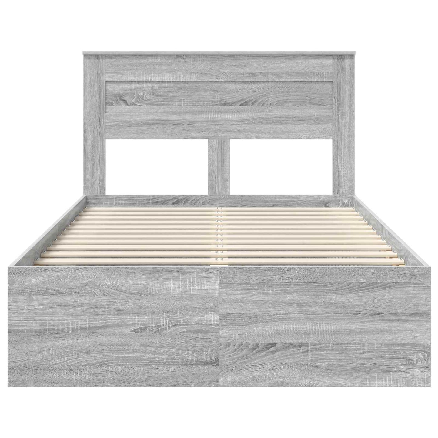 Bed Frame with Storage Grey Sonoma 135 x 190 cm Solid Pine Wood