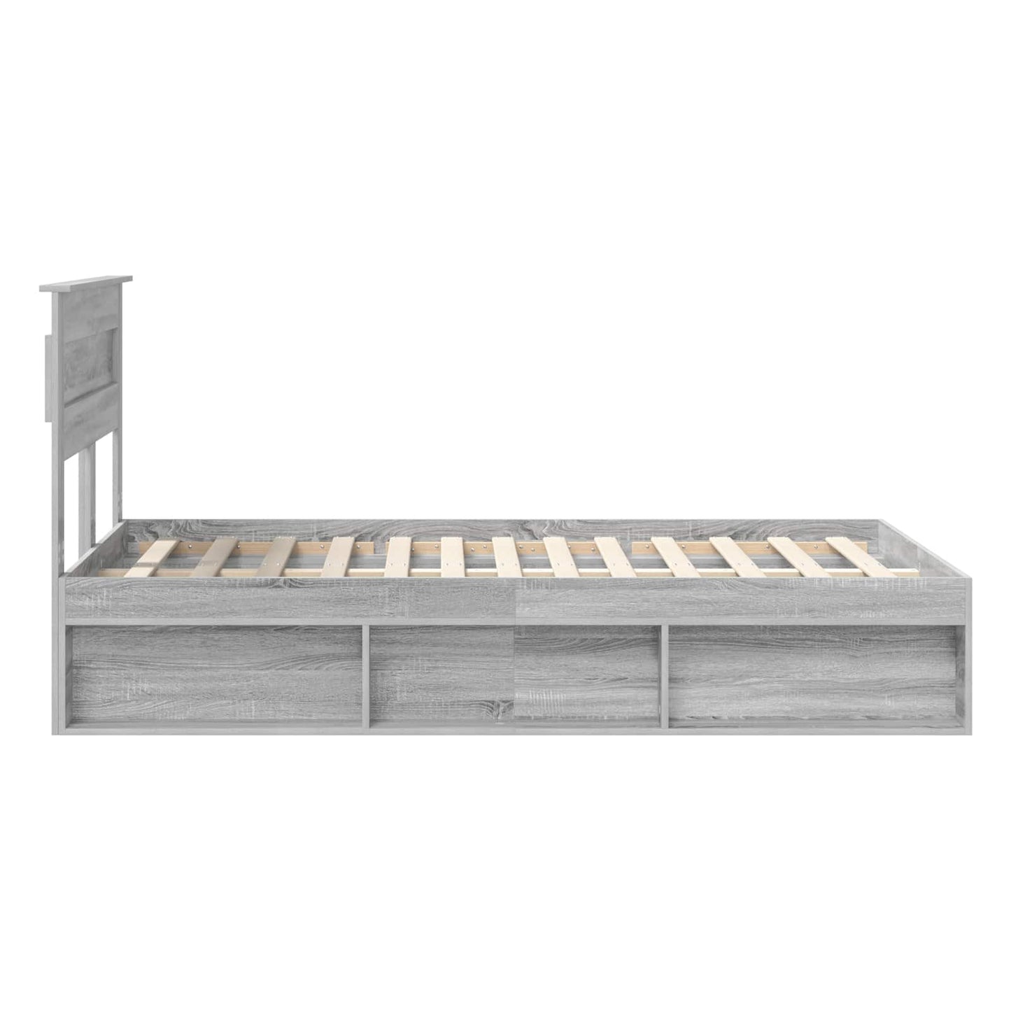 Bed Frame with Storage Grey Sonoma 135 x 190 cm Solid Pine Wood