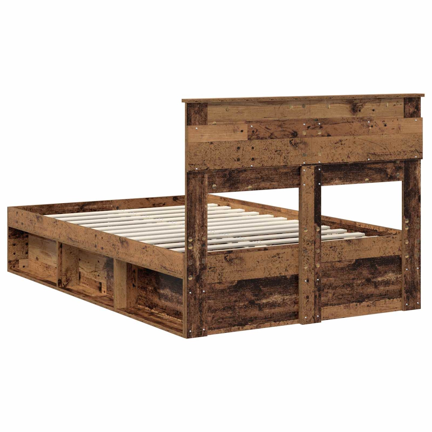 Bed Frame with Headboard Old Wood 135 x 190 cm Solid Pine Wood