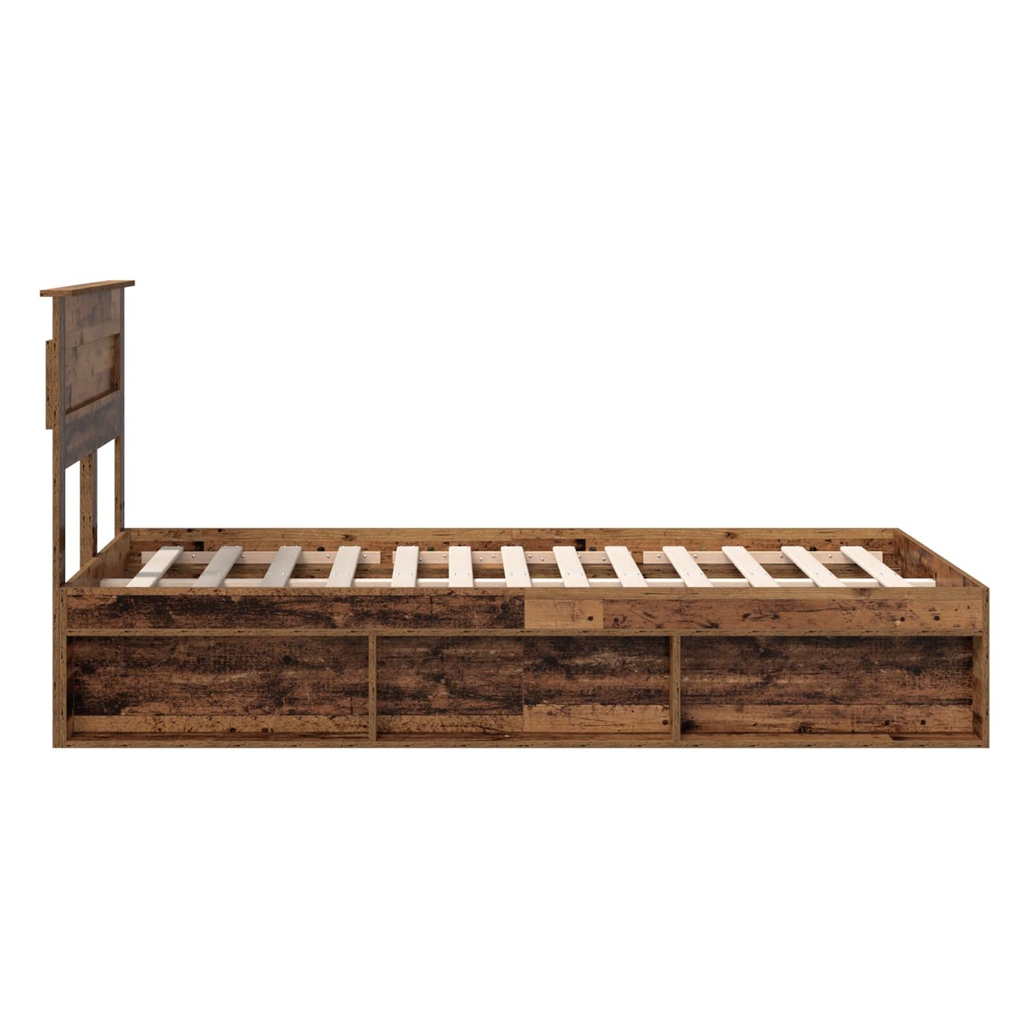 Bed Frame with Headboard Old Wood 135 x 190 cm Solid Pine Wood