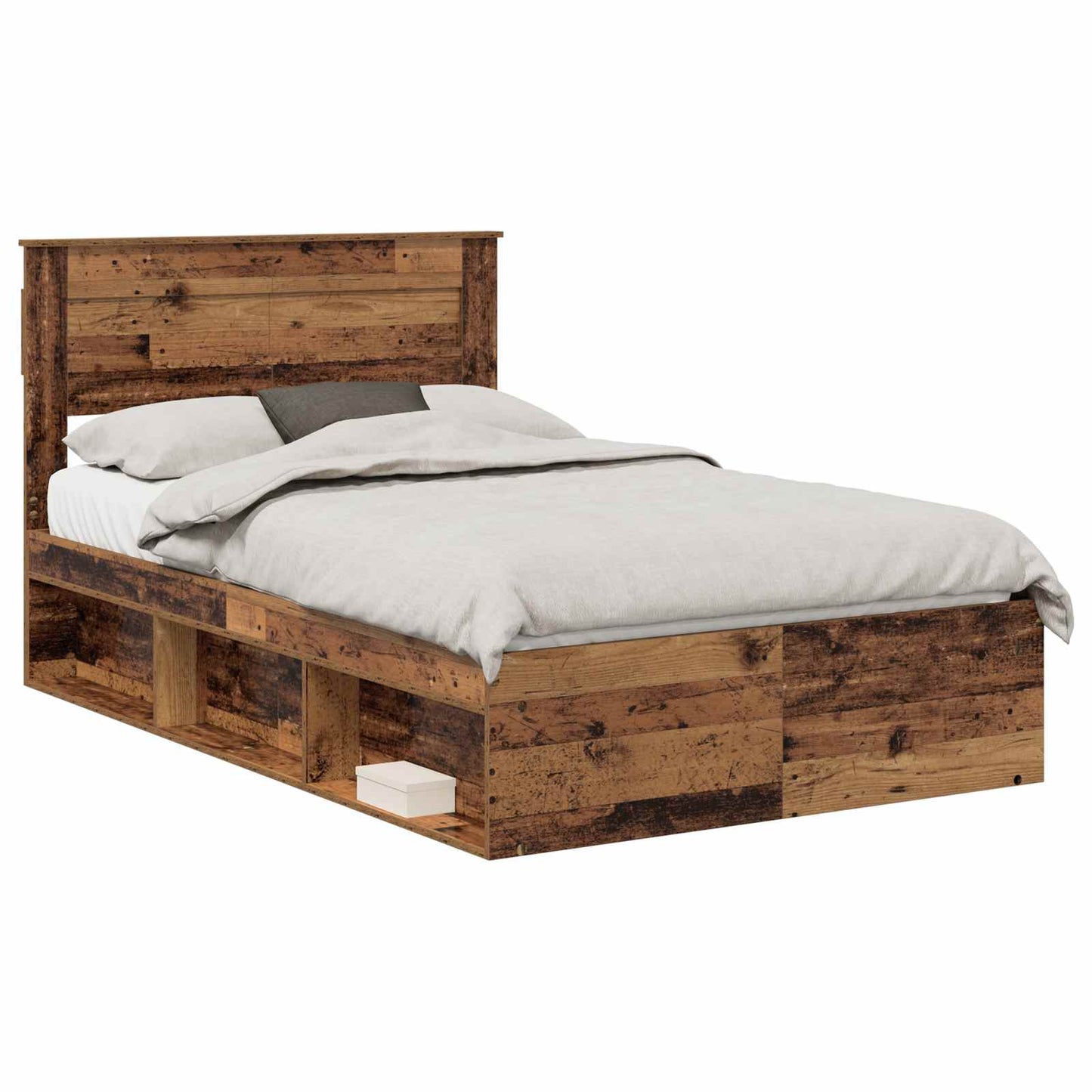 Bed Frame with Headboard Old Wood 120 x 190 cm Solid Pine Wood