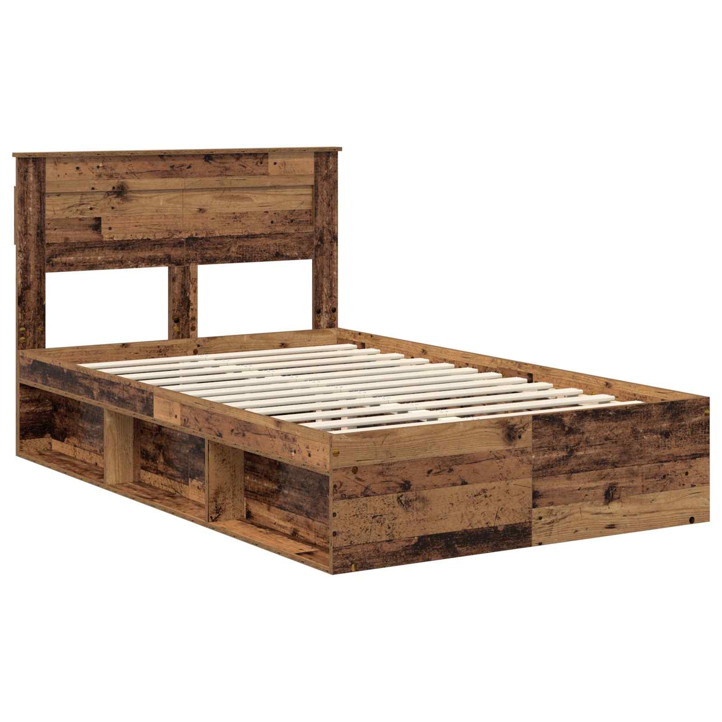 Bed Frame with Headboard Old Wood 120 x 190 cm Solid Pine Wood