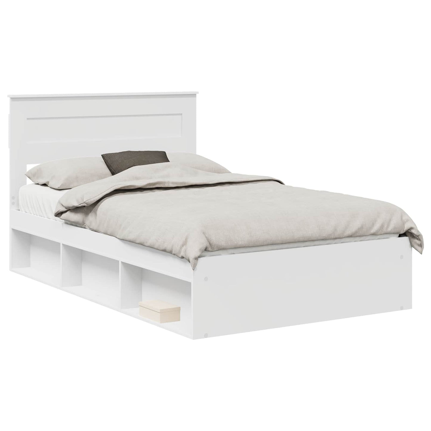 Bed Frame with Headboard White 120 x 200 cm Solid Pine Wood