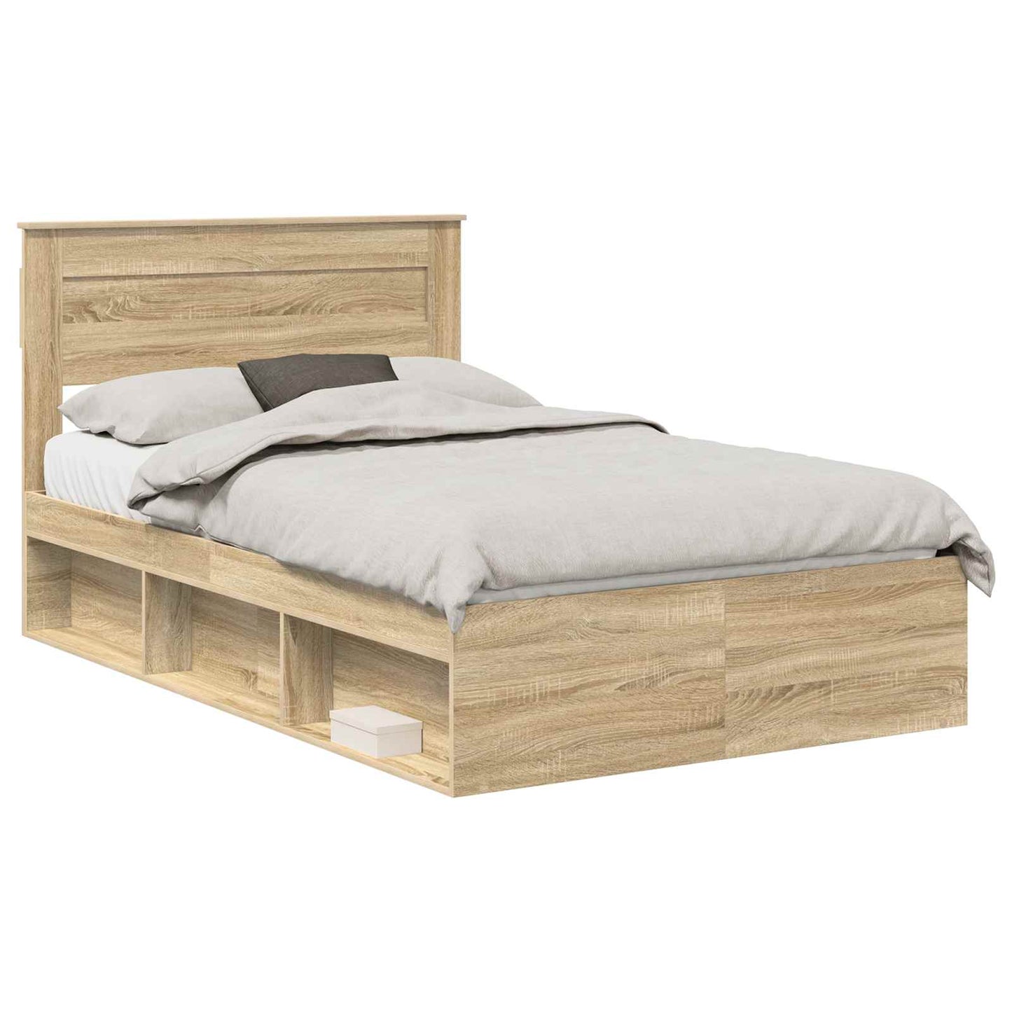 Bed Frame with Headboard Sonoma 120 x 200 cm Solid Pine Wood