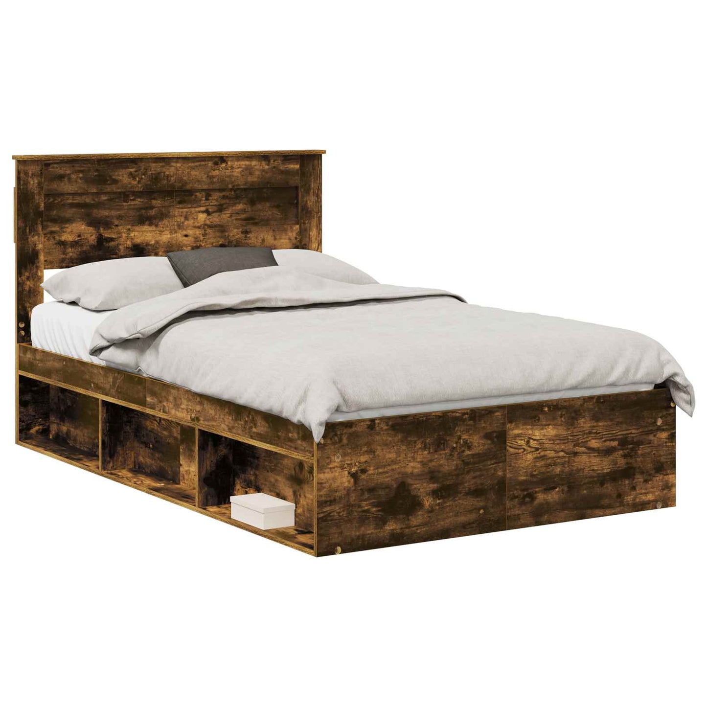 Bed Frame Smoked Oak 120 x 200 cm Solid Pine Wood