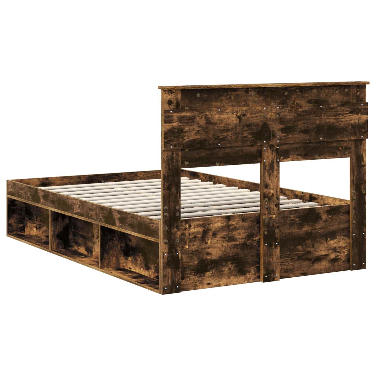 Bed Frame Smoked Oak 120 x 200 cm Solid Pine Wood