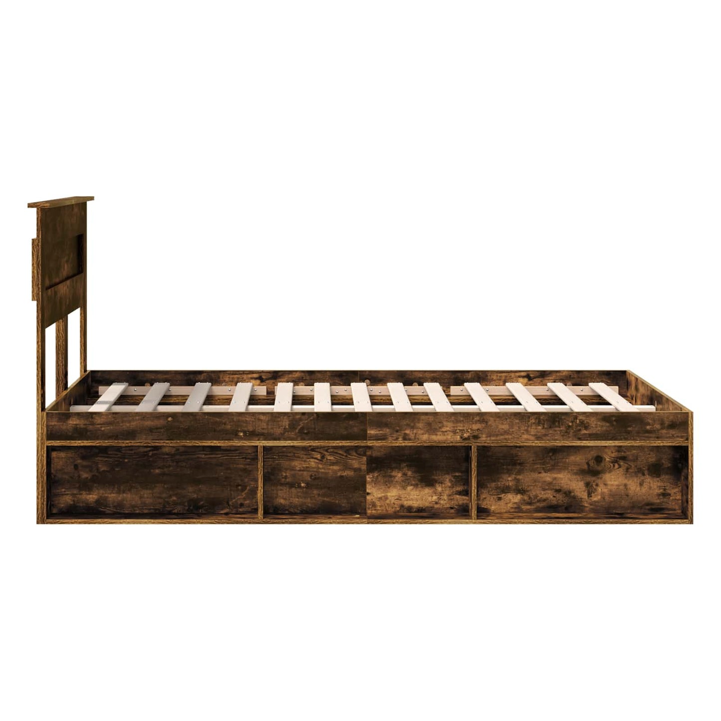Bed Frame Smoked Oak 120 x 200 cm Solid Pine Wood