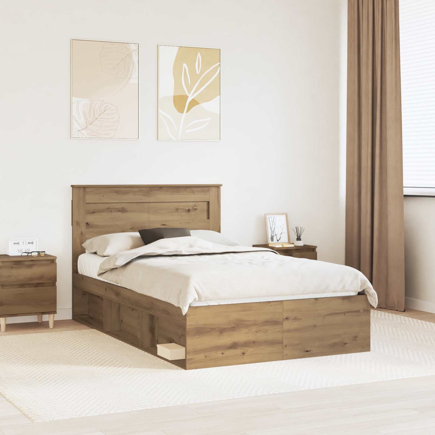Bed Frame Artisian Oak 120 x 200 cm Solid Pine Wood