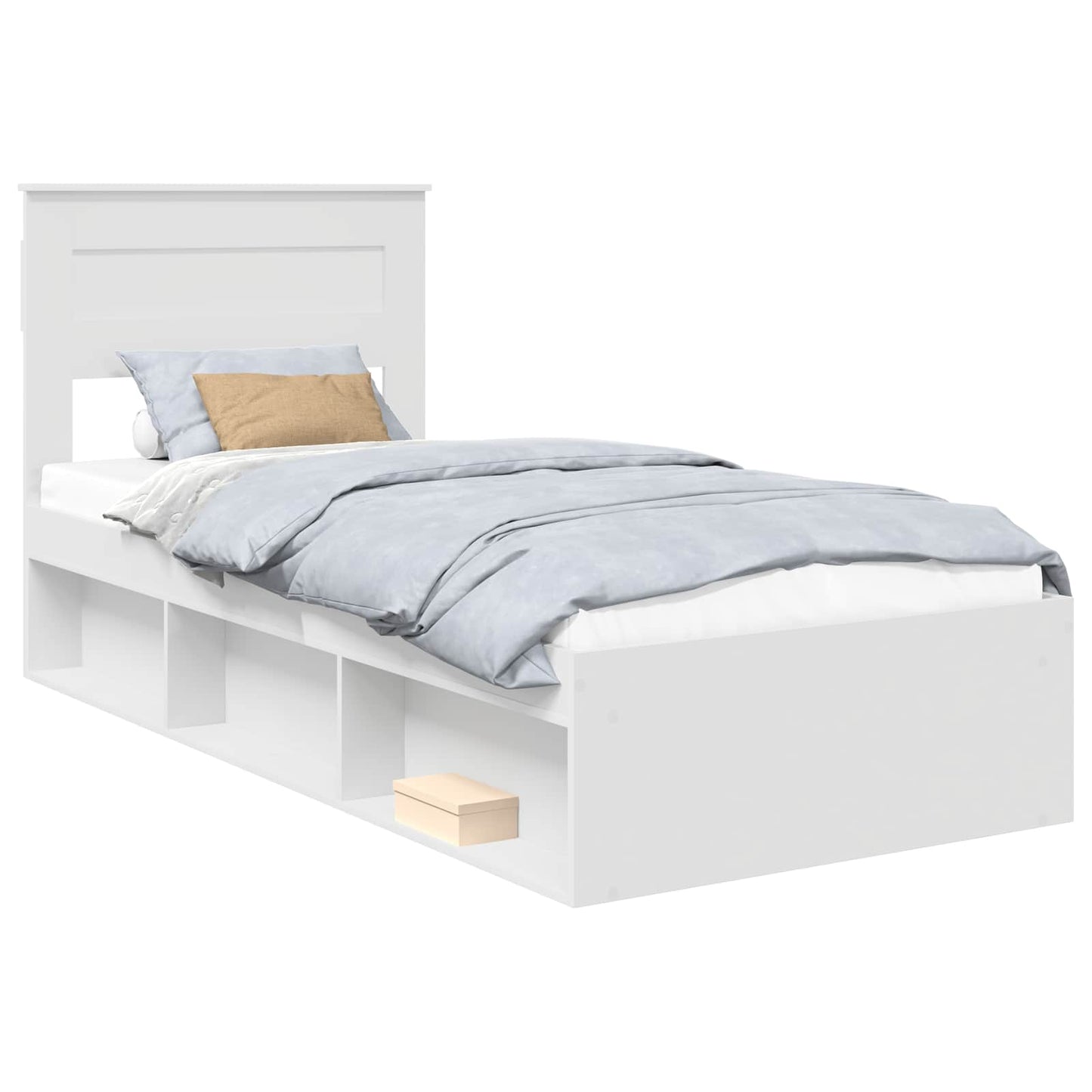Bed Frame with Headboard White 100 x 200 cm Solid Pine Wood