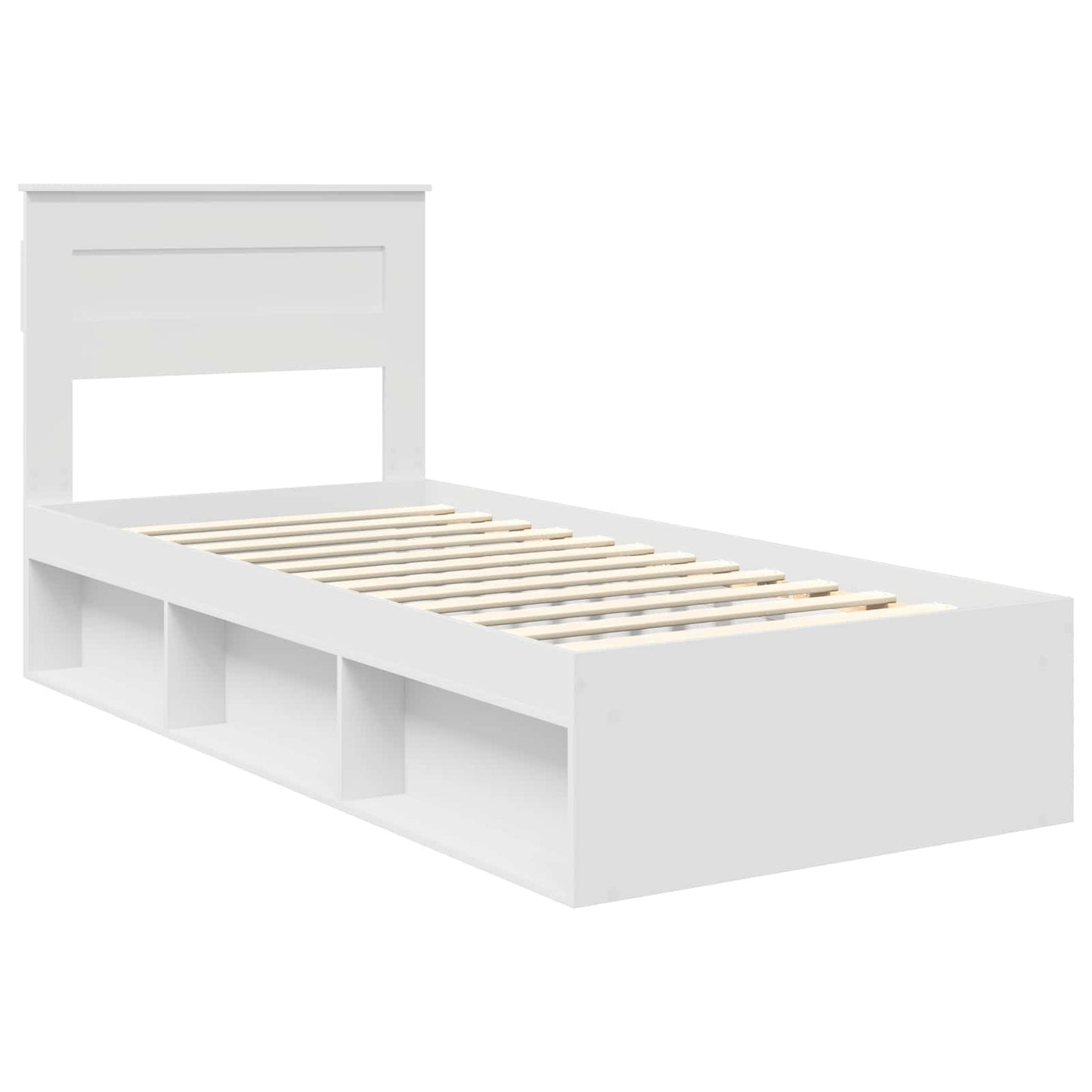 Bed Frame with Headboard White 100 x 200 cm Solid Pine Wood