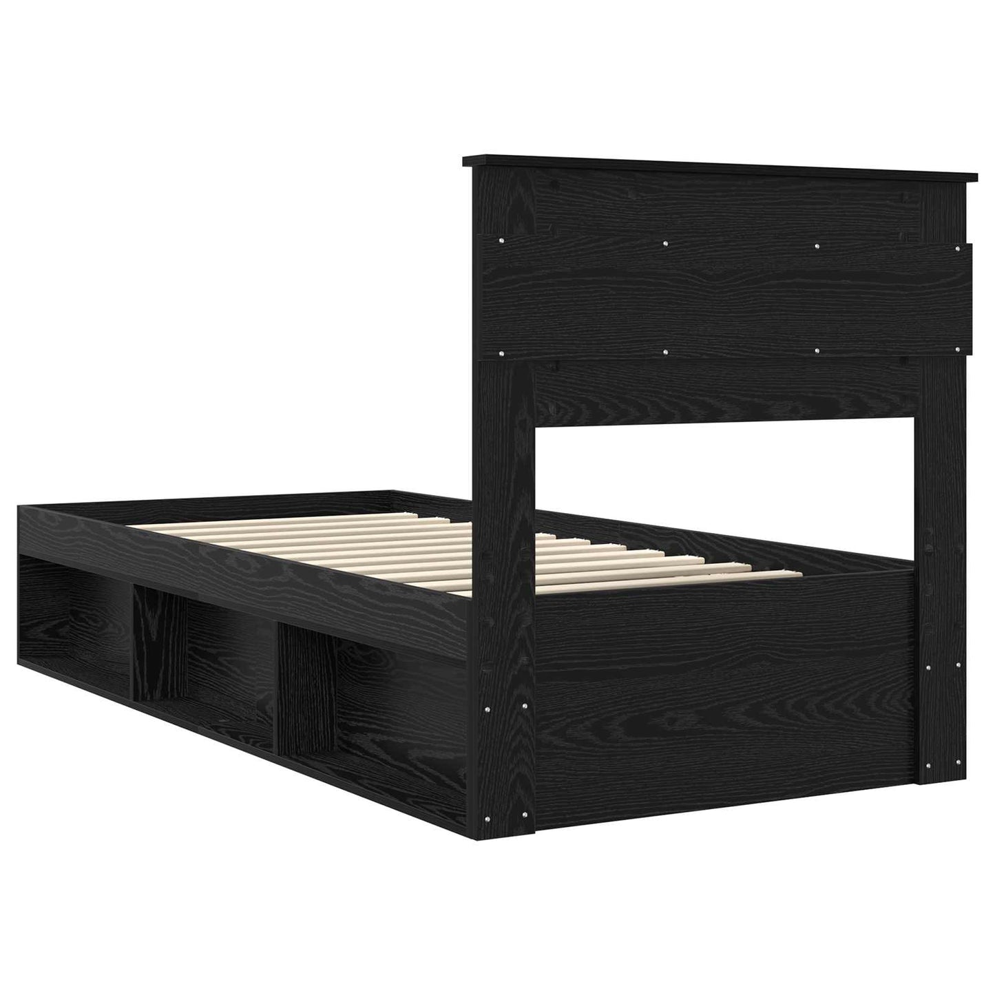 Bed Frame with Headboard Black 100 x 200 cm Solid Pine Wood