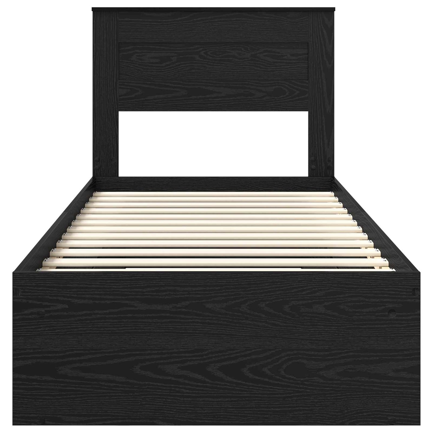 Bed Frame with Headboard Black 100 x 200 cm Solid Pine Wood