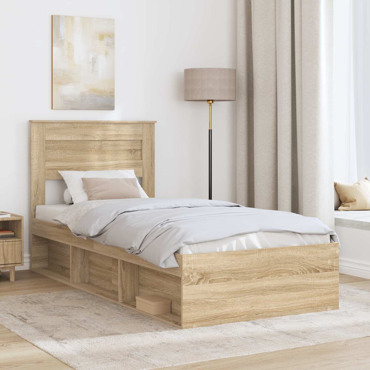 Bed Frame with Headboard Sonoma 100 x 200 cm Solid Pine Wood