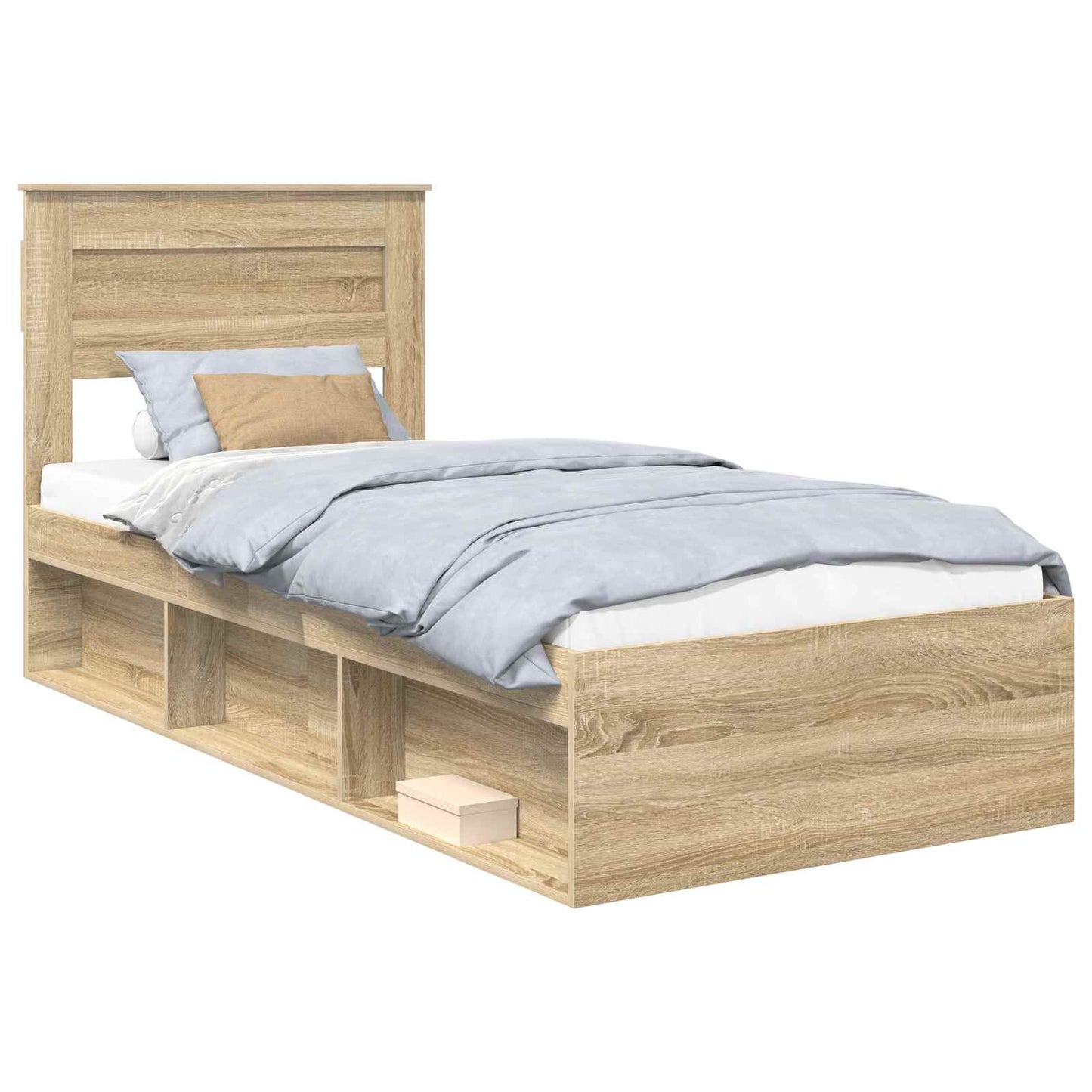 Bed Frame with Headboard Sonoma 100 x 200 cm Solid Pine Wood