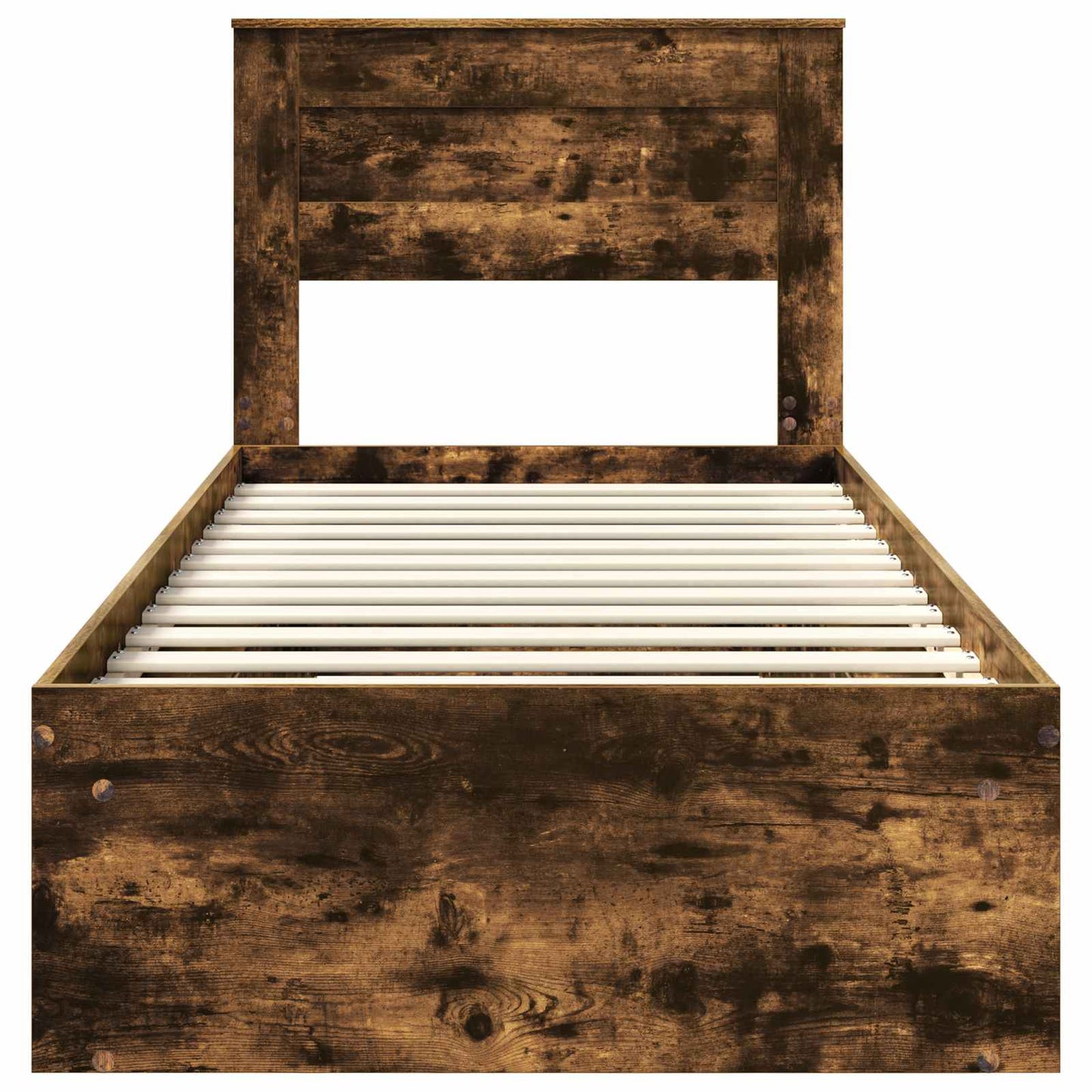 Bed Frame with Storage Smoked Oak 100 x 200 cm Solid Pine Wood