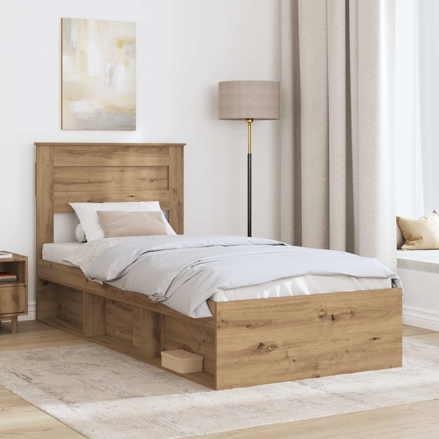 Bed Frame Artisian Oak 100 x 200 cm Solid Pine Wood