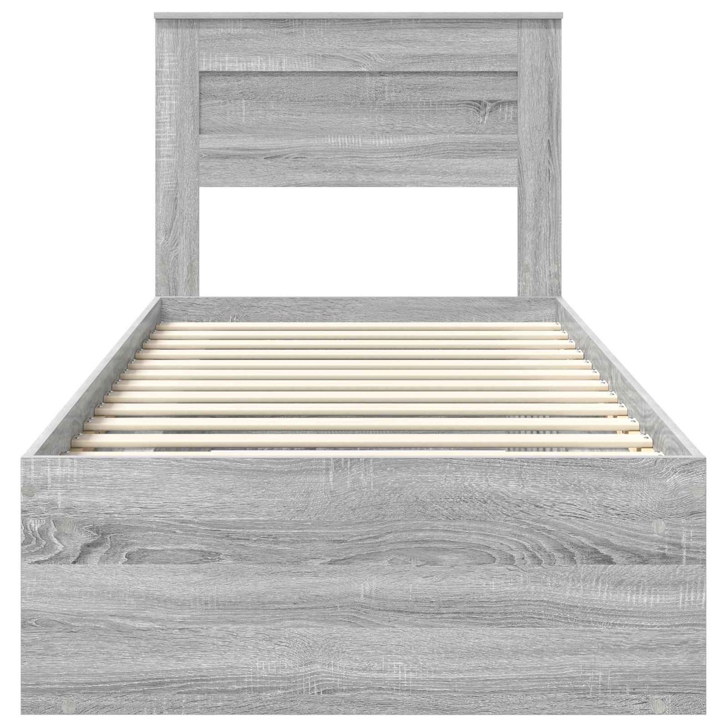 Bed Frame with Storage Grey Sonoma 90 x 190 cm Solid Pine Wood