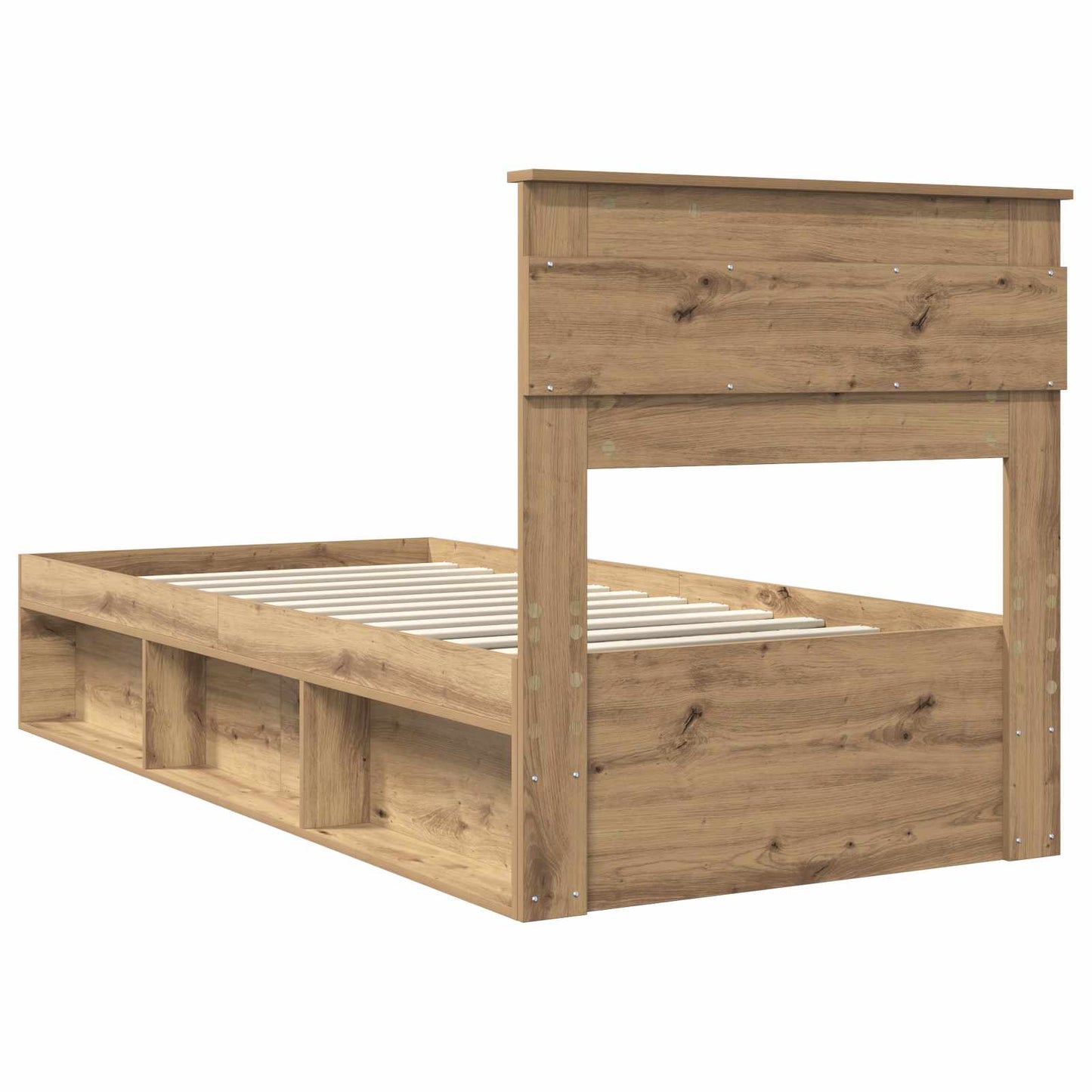 Bed Frame Artisian Oak 90 x 190 cm Solid Pine Wood
