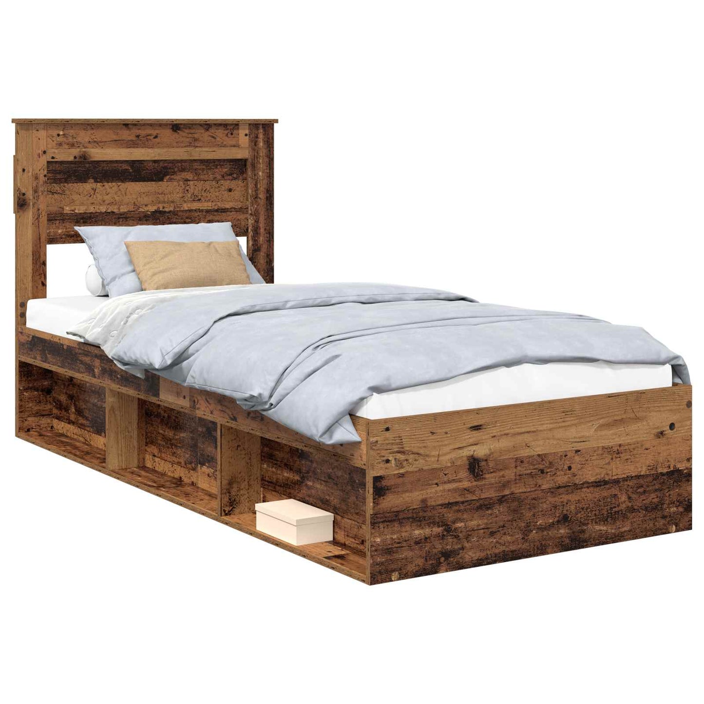Bed Frame with Headboard Old Wood 90 x 200 cm Solid Pine Wood